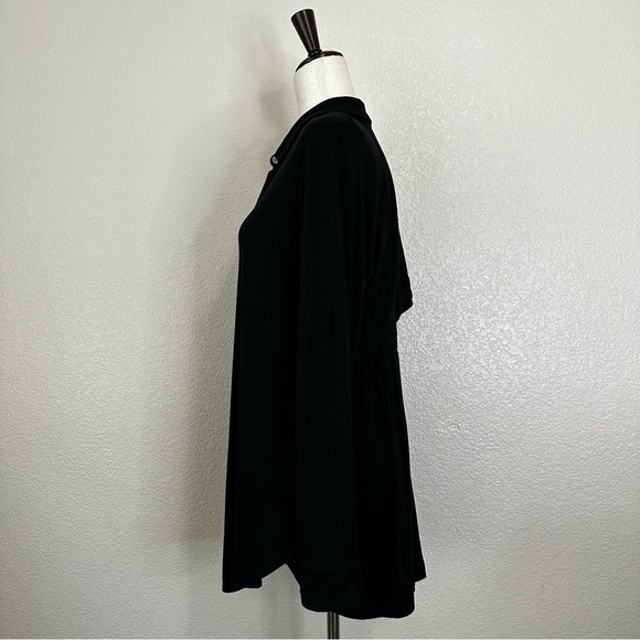 Soft Surroundings Black Criss-Cross Back Button Down Tunic Shirt, Sz Medium - Picture 4 of 13